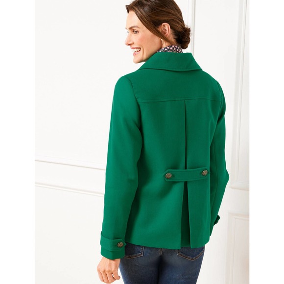 Talbots Tailored Peacoat Meadow Green Double Breasted Coat Women's Size Large - Picture 8 of 14